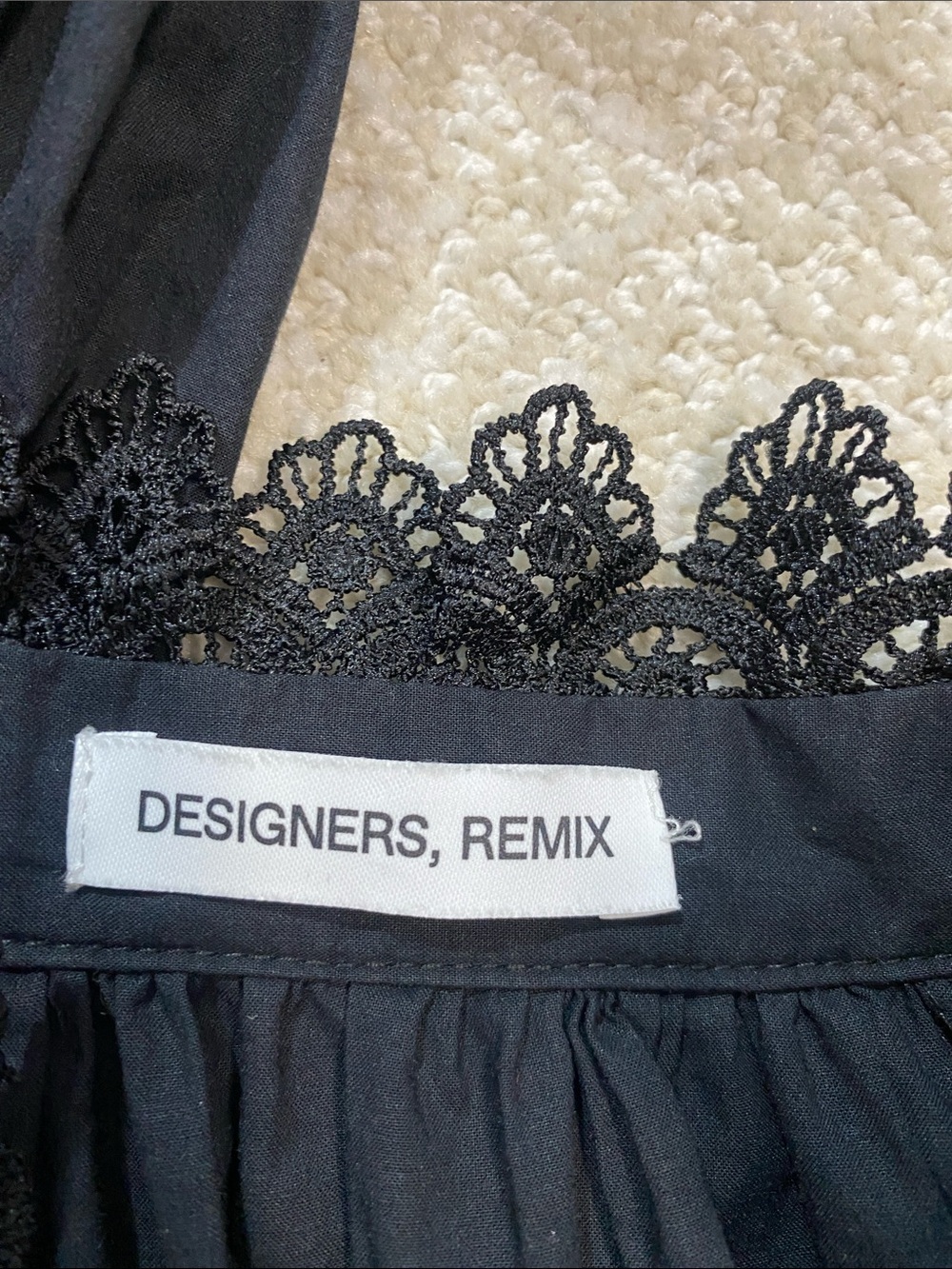 Girls' Black Long-Sleeve Lace-Trim Smocked Waist Dress Size12 100%Organic cotton - Picture 8 of 16